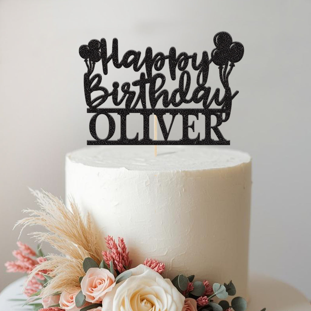 Personalised Birthday Balloon Bunches Cake Topper – Name - view 2