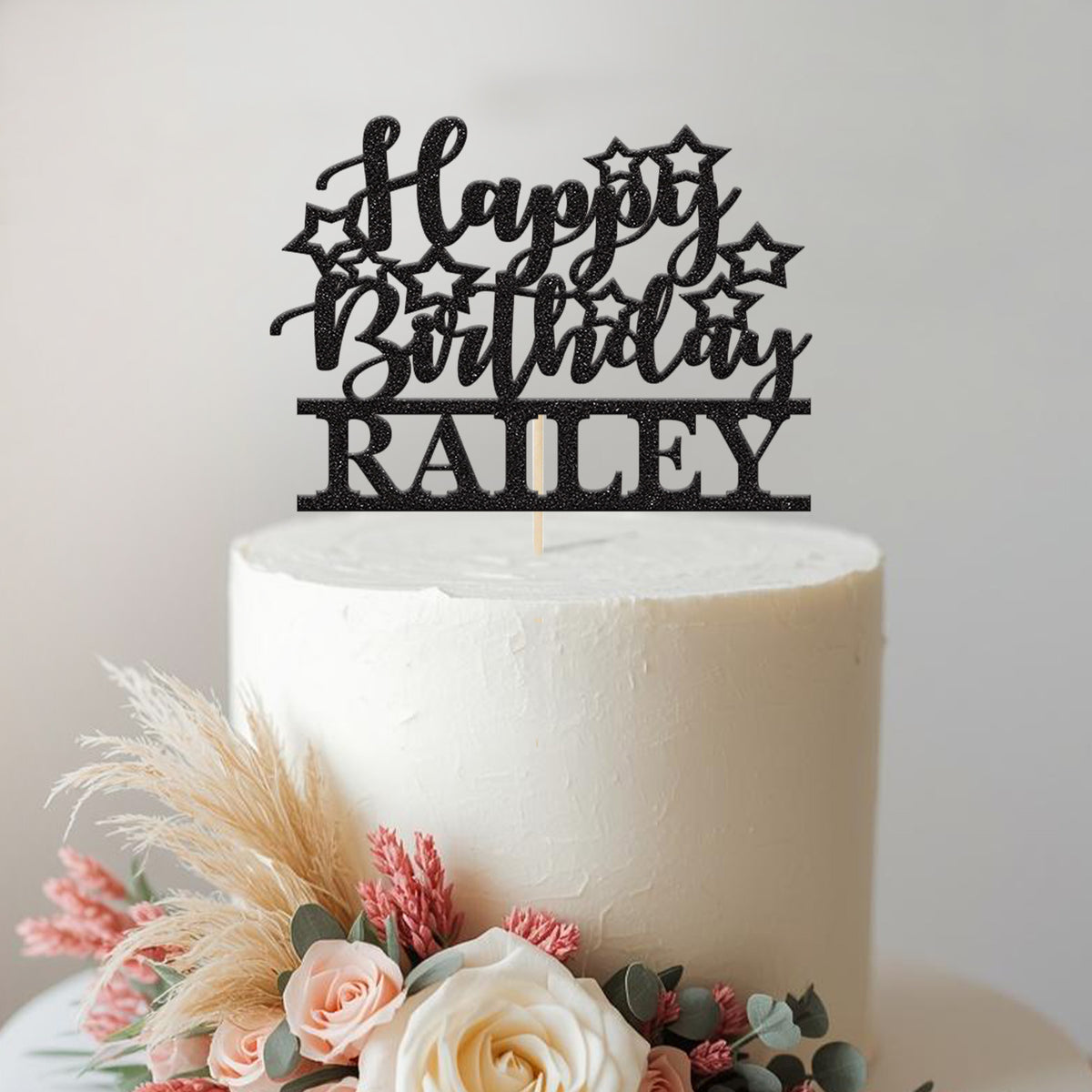 Personalised Stars Birthday Cake Topper with Name - view 2 Main image