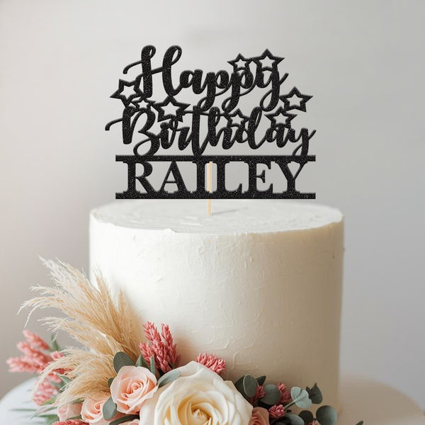 Personalised Stars Birthday Cake Topper with Name - view 2