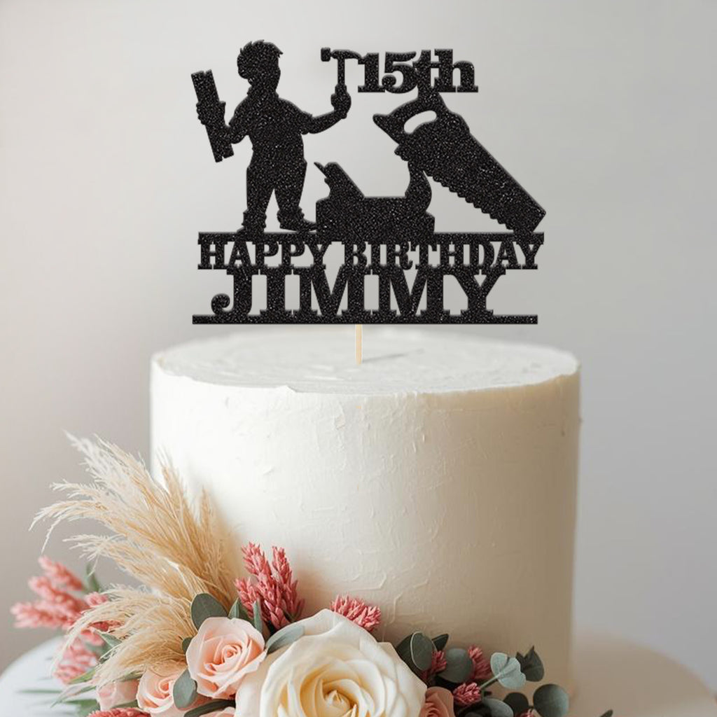 Personalised Handyman Birthday Cake Topper Any Age and Name - view 2