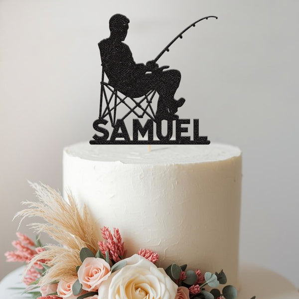 Personalised Fishing Cake Topper with Name - view 2