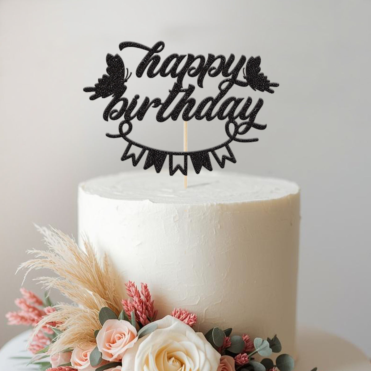 Happy Birthday Butterflies and Bunting Cake Topper - view 2