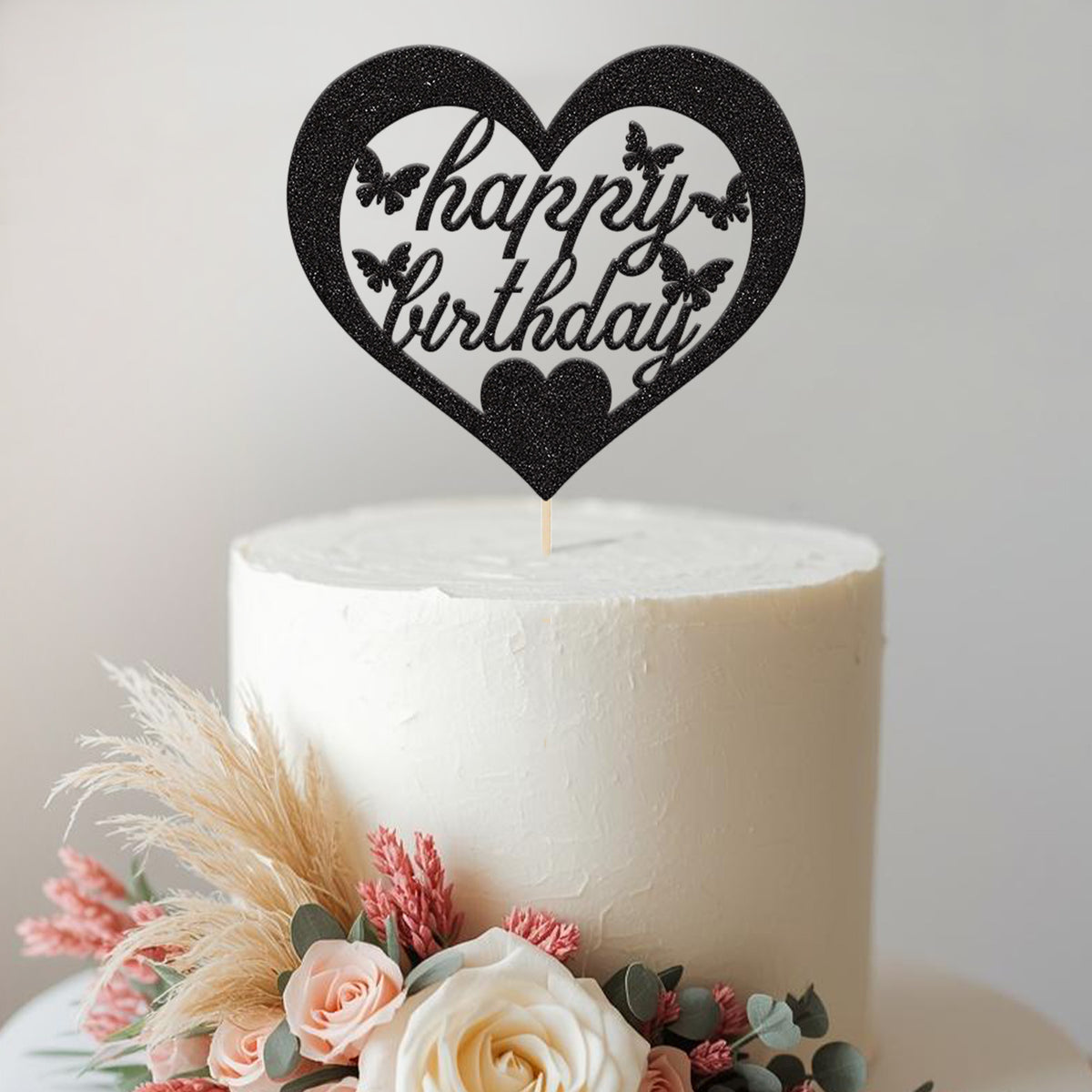 Happy Birthday Butterfly Heart Frame Cake Topper - view 2 Main image