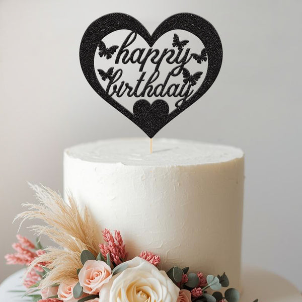 Happy Birthday Butterfly Heart Frame Cake Topper - view 2