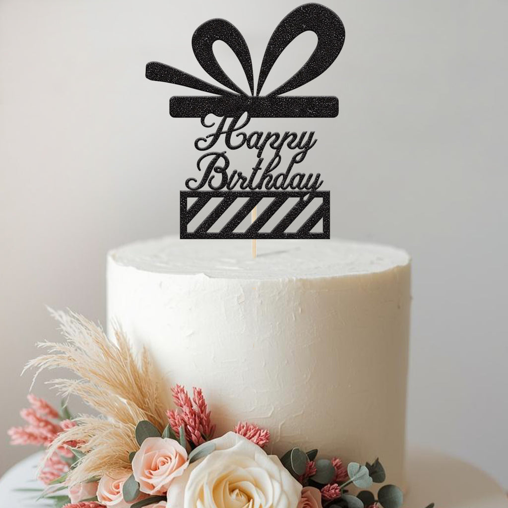 Happy Birthday Present and Bow Cake Topper - view 2