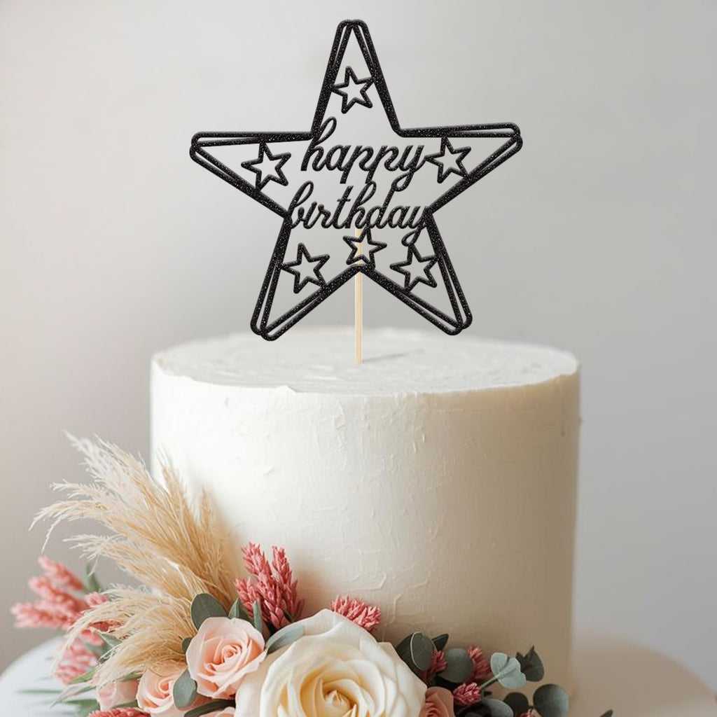 Happy Birthday Star Frame Cake Topper - view 2