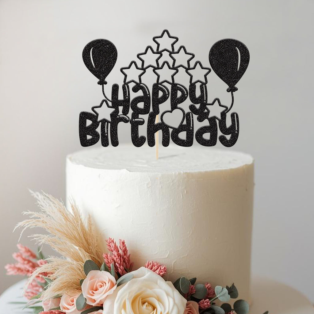 Happy Birthday Balloons and Stars Cake Topper - view 2