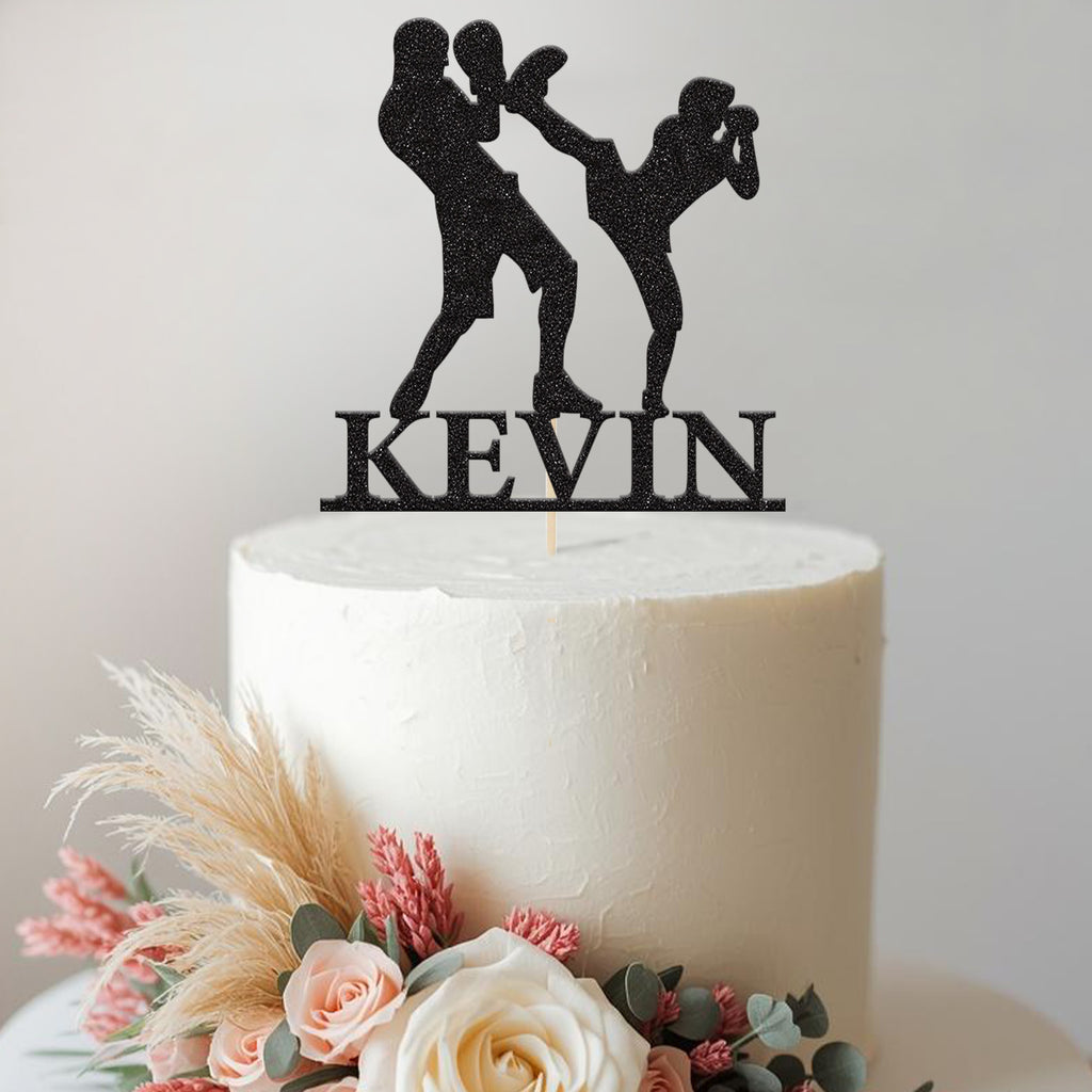Personalised Kickboxing Training Cake Topper – Name - view 2