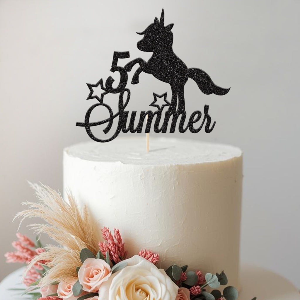 Personalised Unicorn Birthday Cake Topper Any Age and Name - view 2