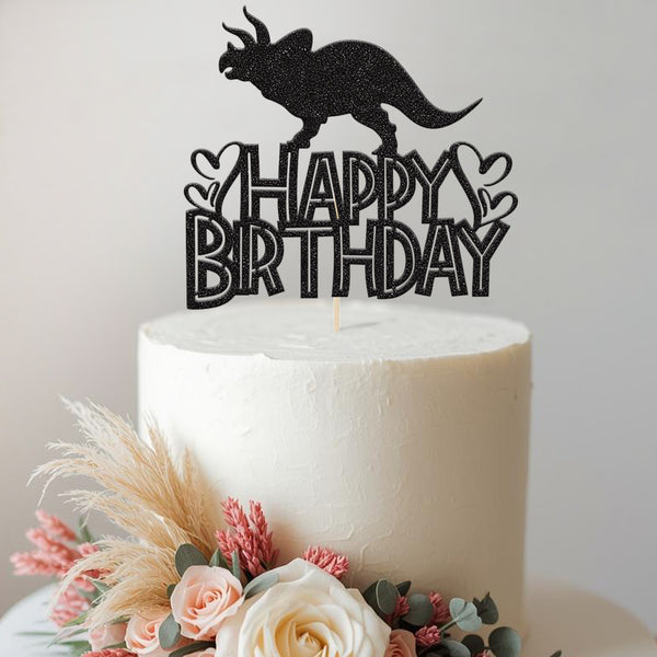 Happy Birthday Horned Dinosaur Cake Topper - view 2