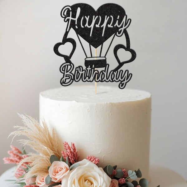 Happy Birthday Heart Hot Air Balloon Cake Topper - view 2