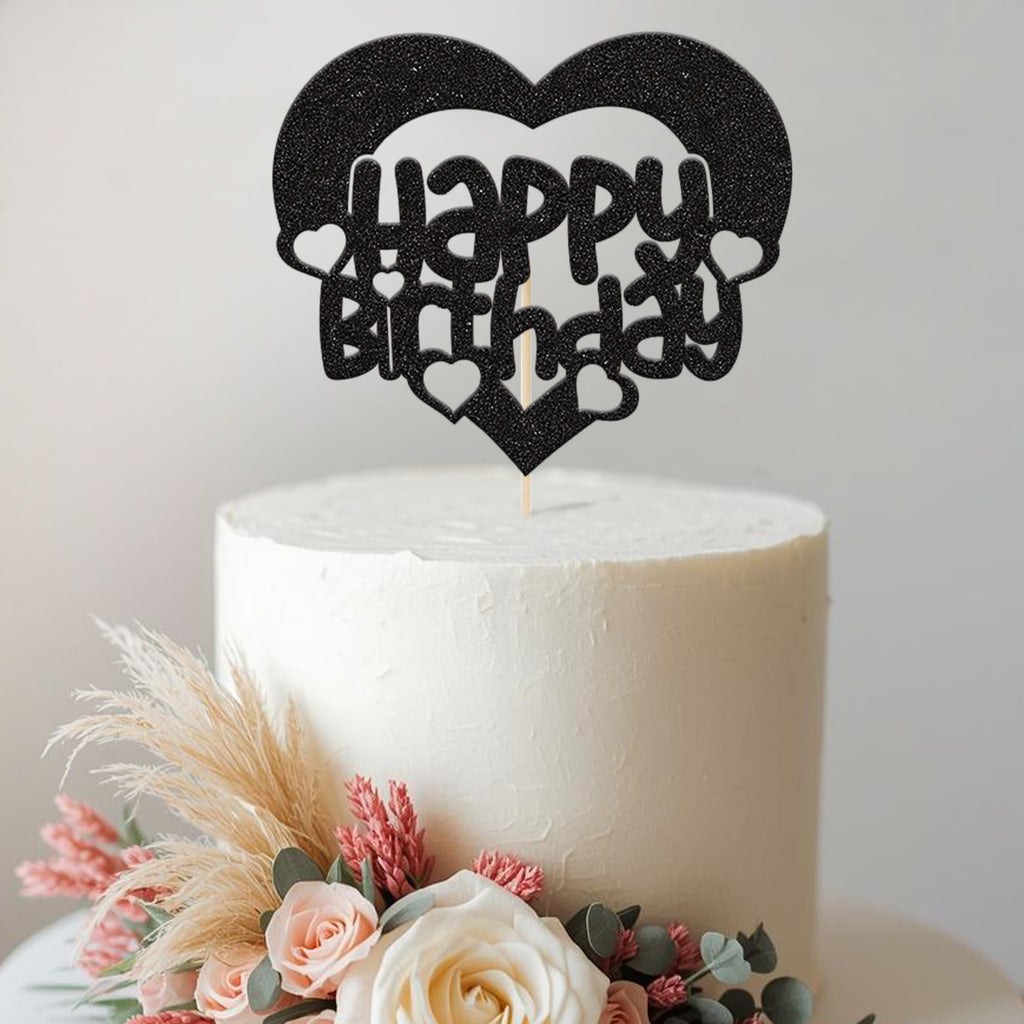 Happy Birthday Heart Frame Cake Topper - view 2