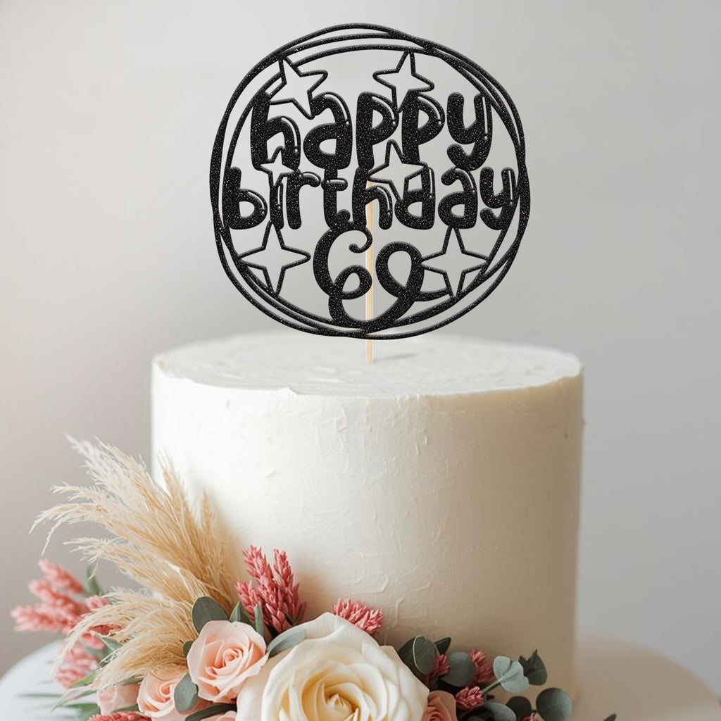 Personalised Stars and Circles Birthday Cake Topper Any Age - view 2