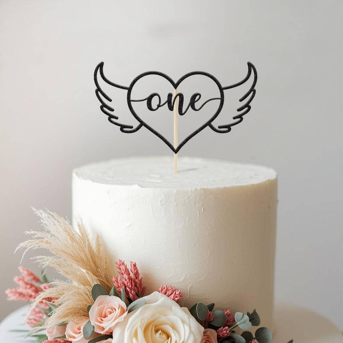 One Heart and Wings First Birthday Cake Topper - view 2