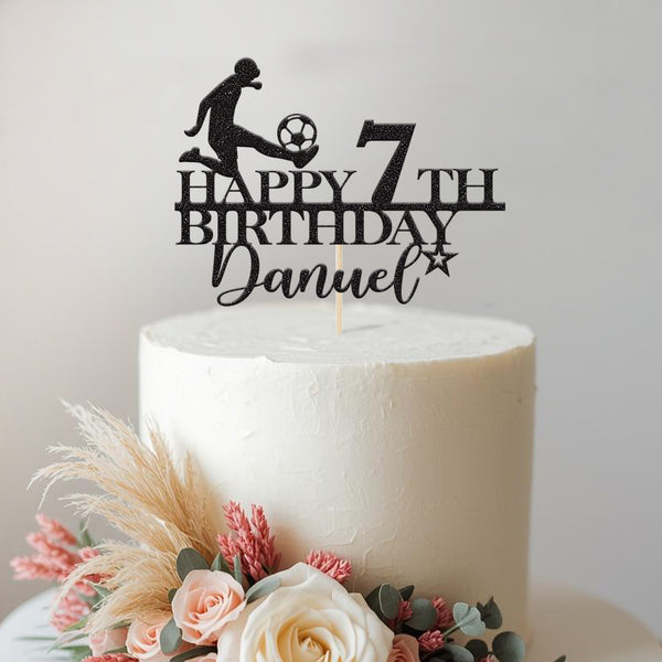 Personalised Footballer Birthday Cake Topper Any Age and Name - view 2