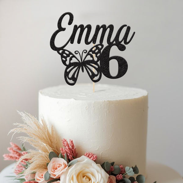Personalised Butterfly Birthday Cake Topper Any Age and Name - view 2
