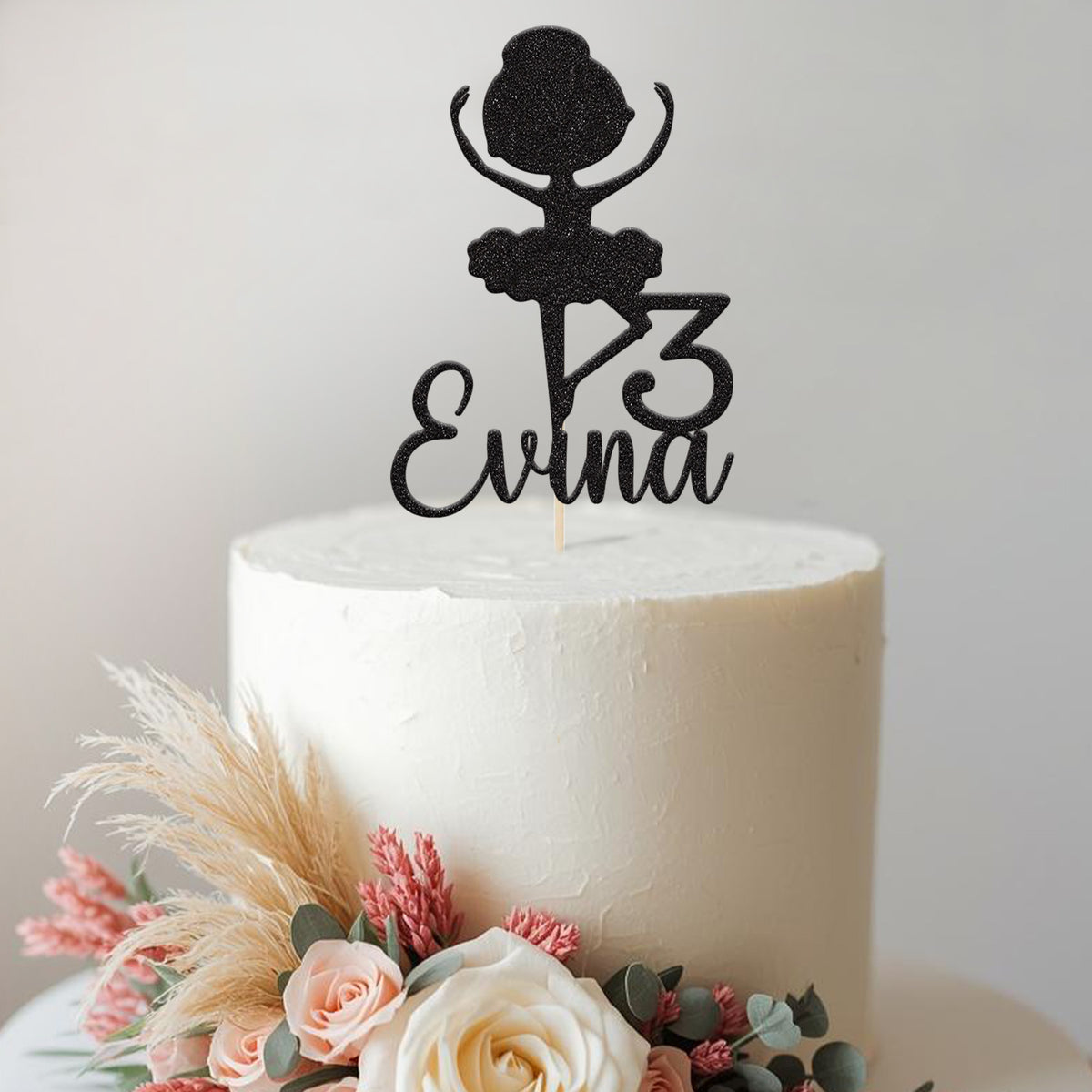 Personalised Little Ballerina Birthday Cake Topper Any Age and Name - view 2 Main image