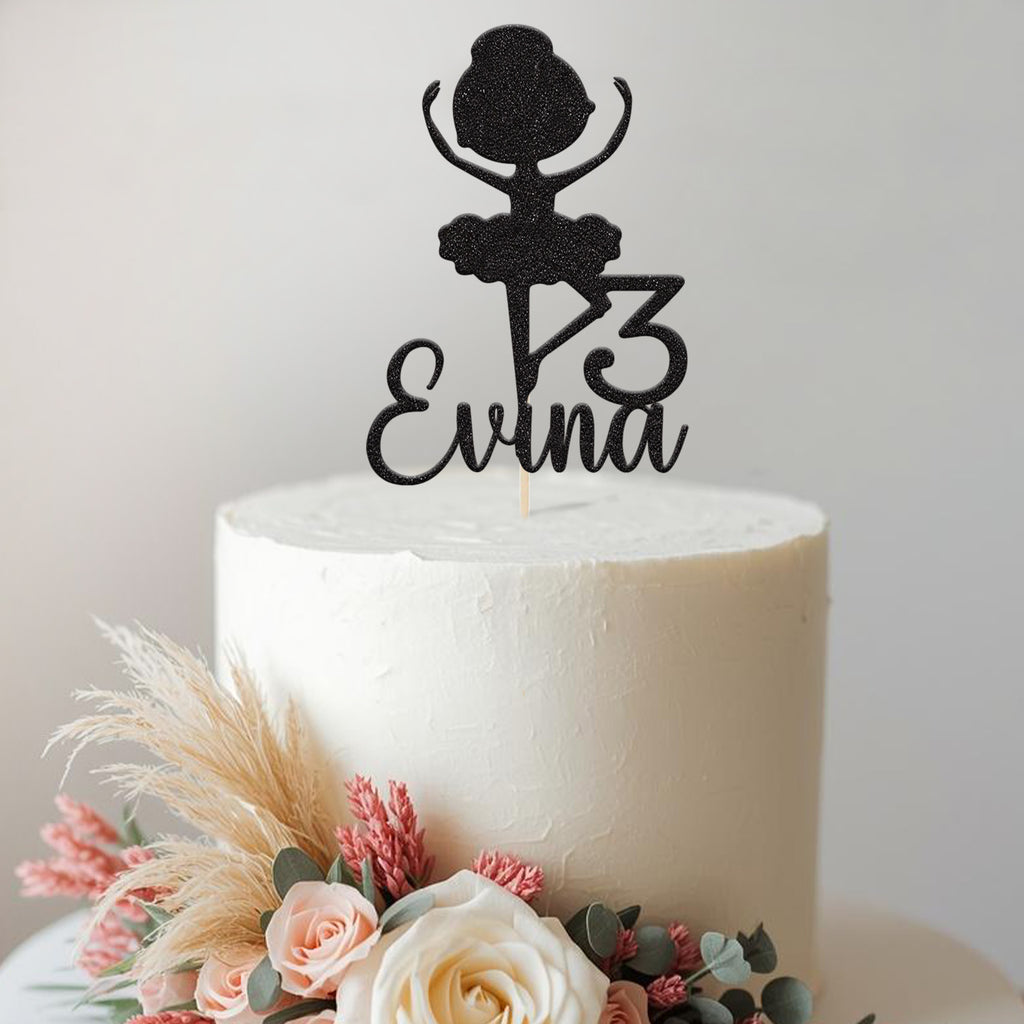 Personalised Little Ballerina Birthday Cake Topper Any Age and Name - view 2