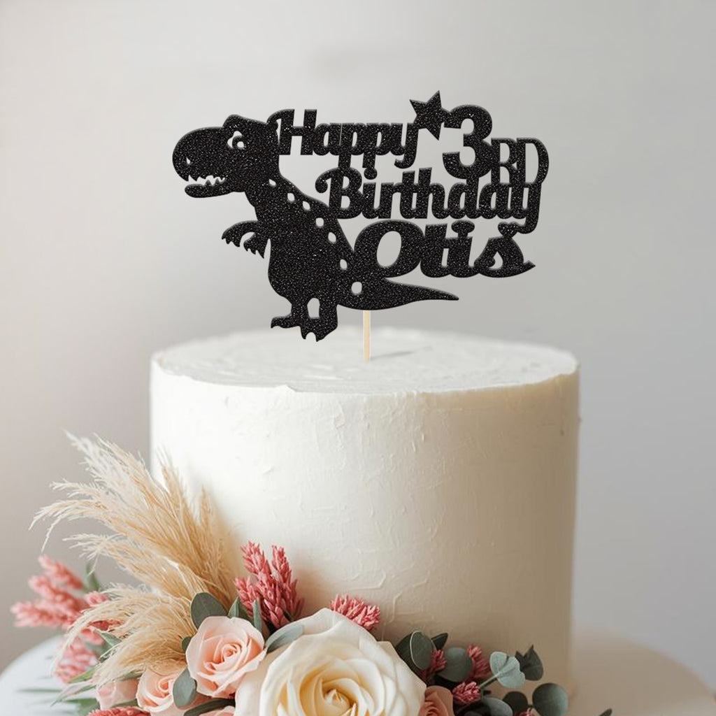 Personalised T Rex Birthday Cake Topper Any Age and Name - view 2