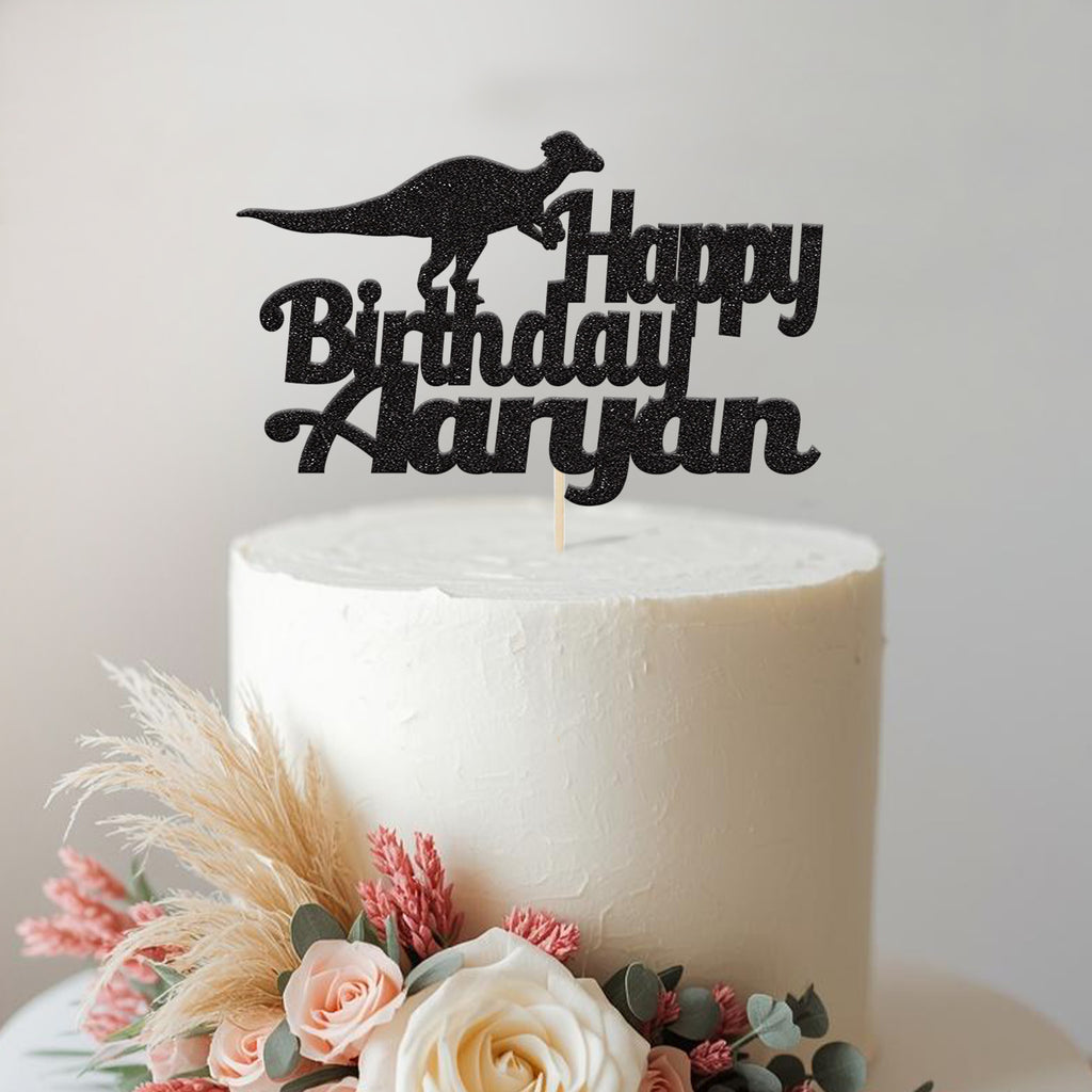Personalised Dinosaur Birthday Cake Topper with Name - view 2