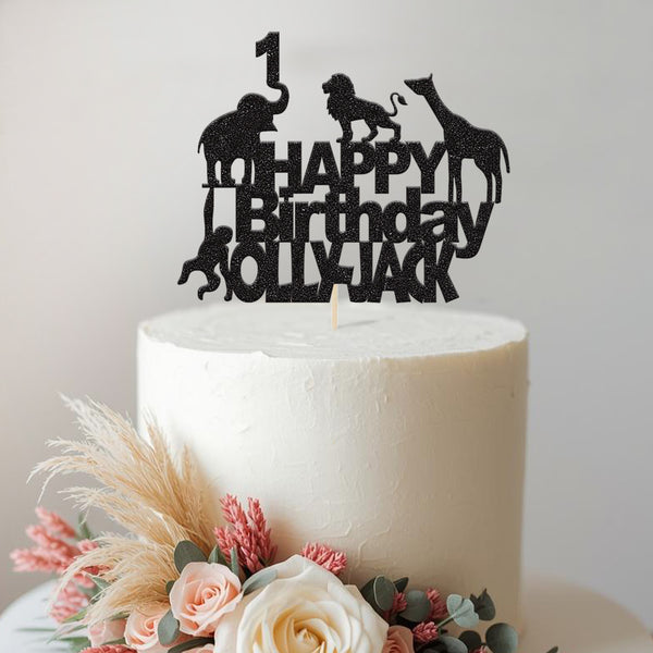 Personalised Safari Animals Birthday Cake Topper Any Age and Name - view 2