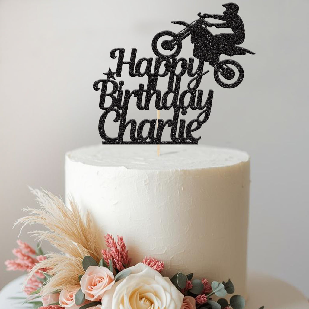 Personalised Motocross Birthday Cake Topper with Name - view 2