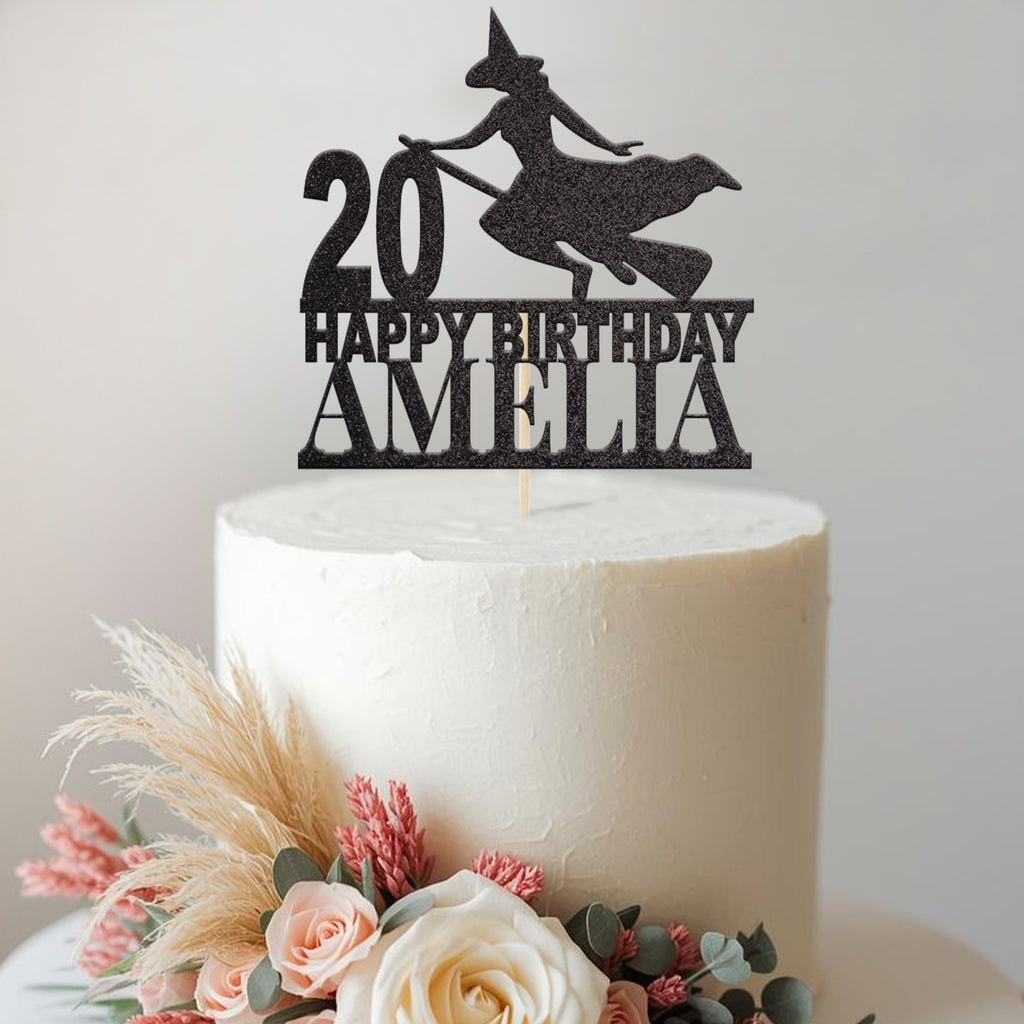 Personalised Witch Birthday Cake Topper Any Age and Name - view 2