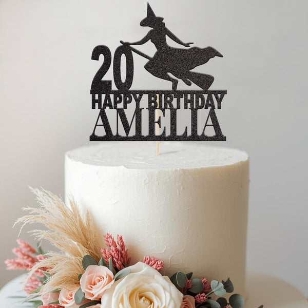 Personalised Witch Birthday Cake Topper Any Age and Name - view 2