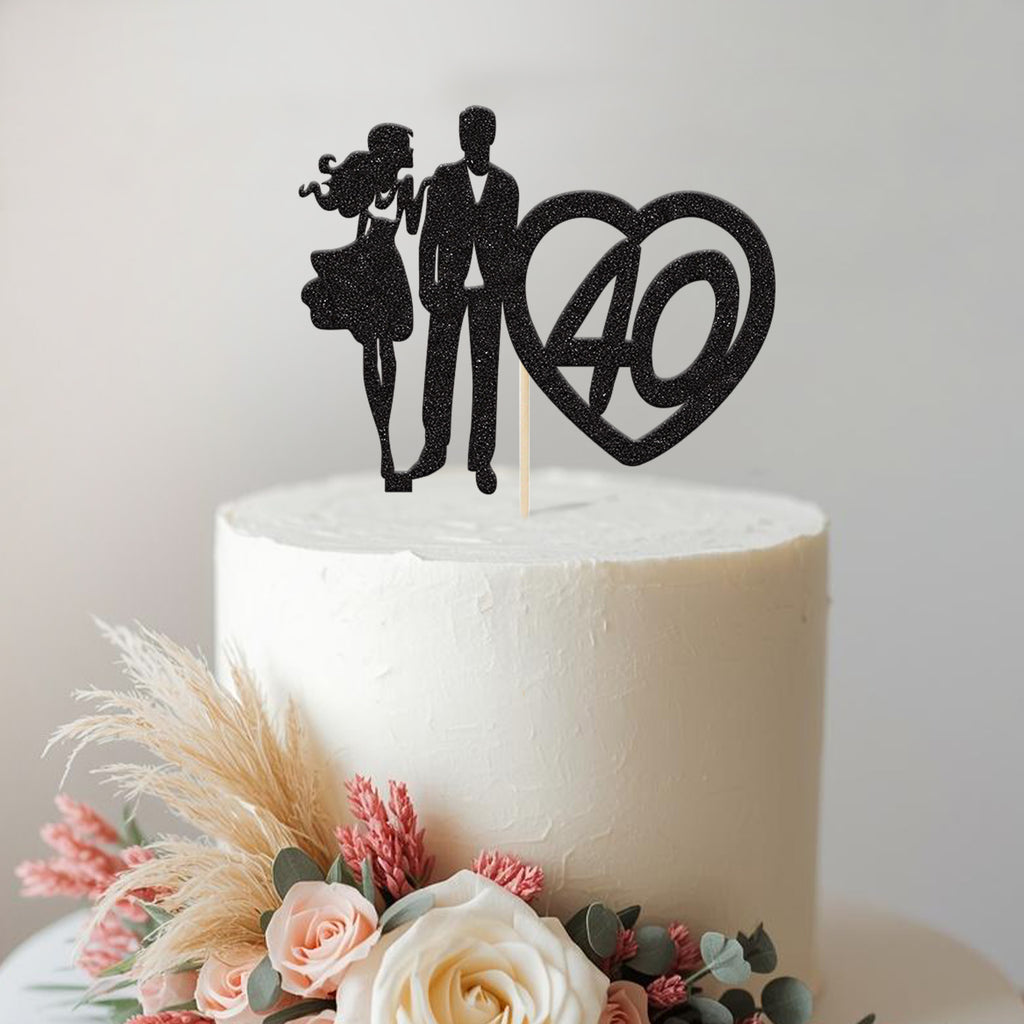 Personalised Couple and Heart Anniversary Cake Topper Any Year - view 2