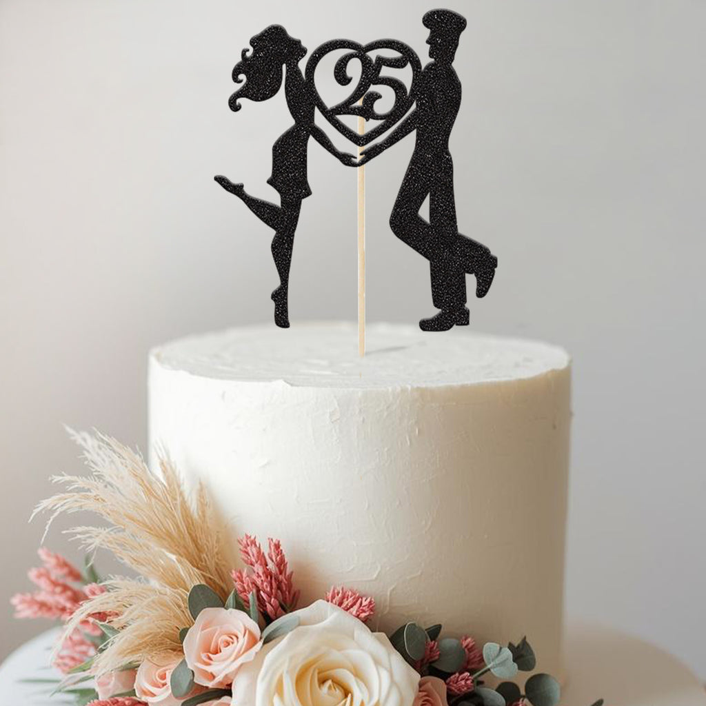 Personalised Heart Holding Couple Anniversary Cake Topper Any Year - view 2