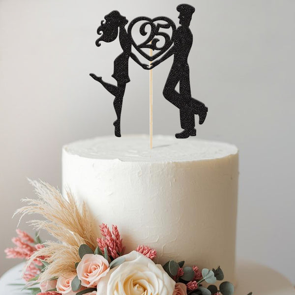 Personalised Heart Holding Couple Anniversary Cake Topper Any Year - view 2