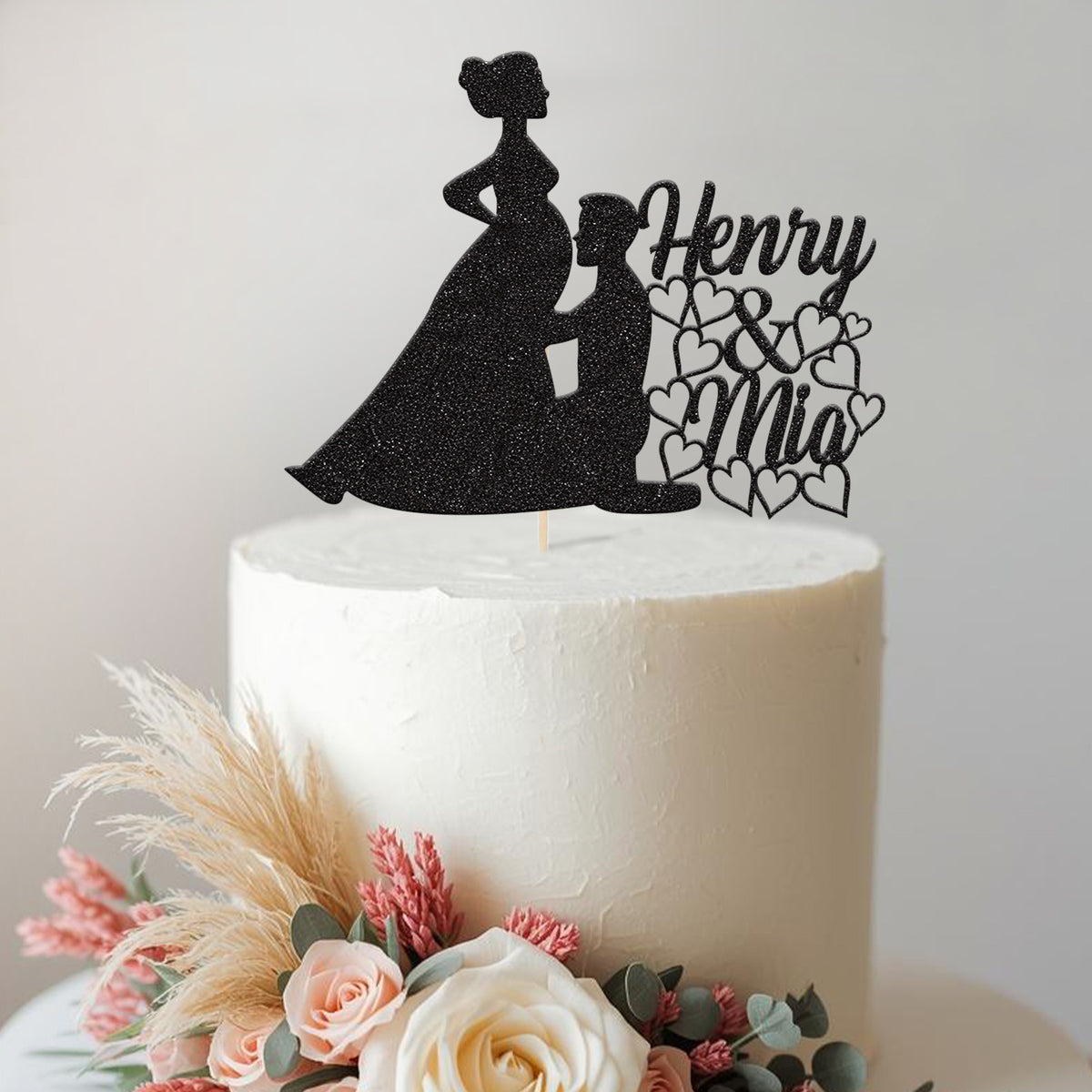 Personalised Expecting Couple Wedding Cake Topper with Names - view 2 Main image
