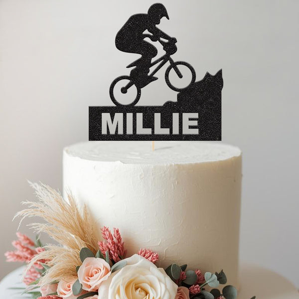 Personalised Mountain Biker Cake Topper with Name - view 2
