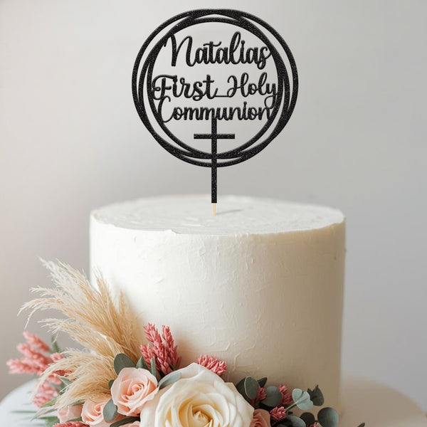 Personalised First Holy Communion Cake Topper with Name - view 2