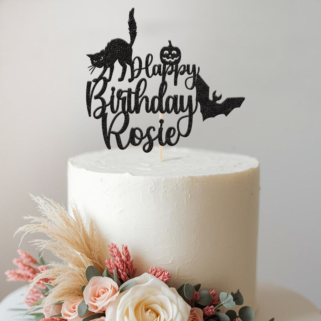 Personalised Halloween Birthday Cake Topper with Name - view 2