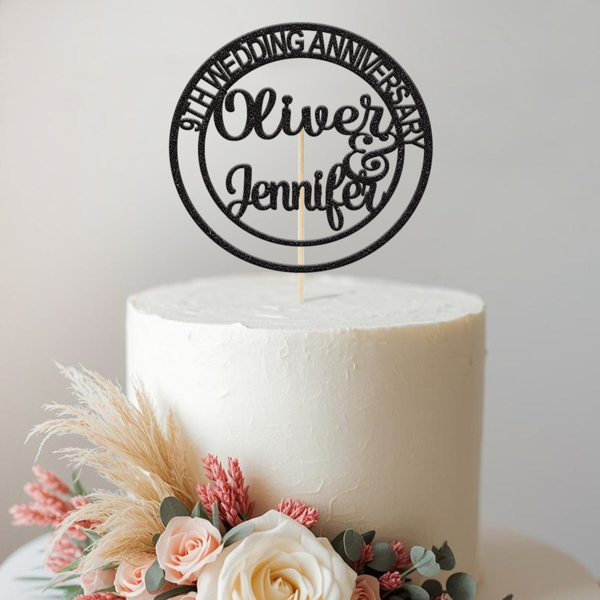 Personalised Wedding Anniversary Cake Topper Any Year and Names - view 2 Main image