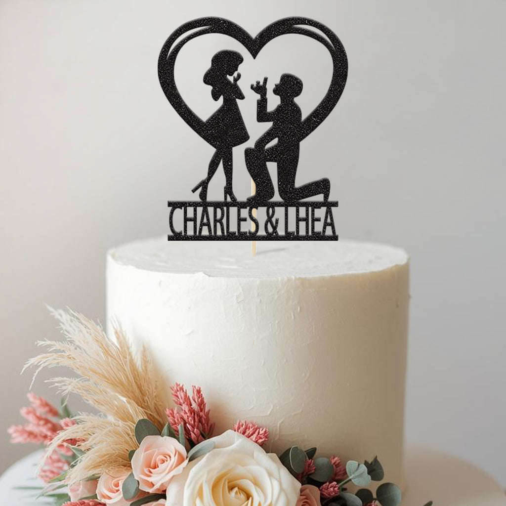 Personalised Proposal Engagement Cake Topper with Names - view 2