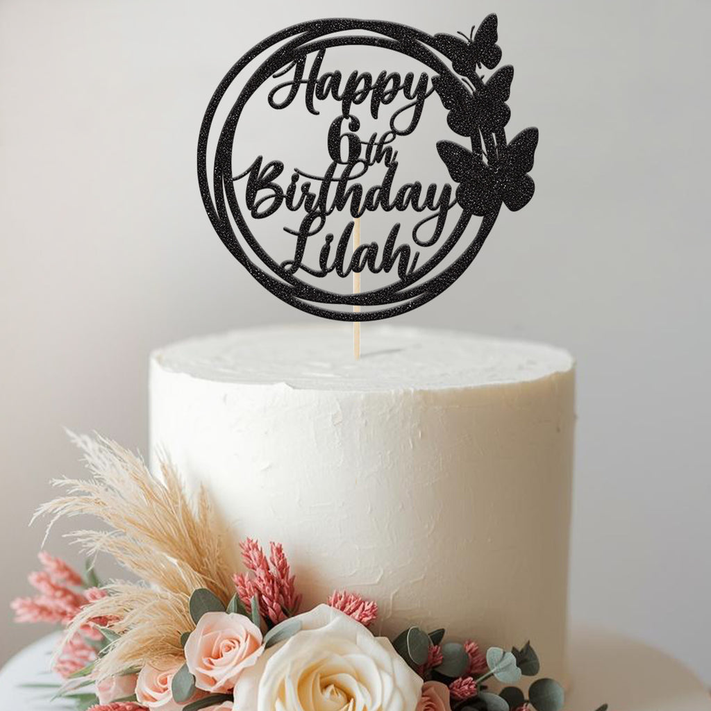 Personalised Butterfly Birthday Cake Topper Any Age and Name - view 2