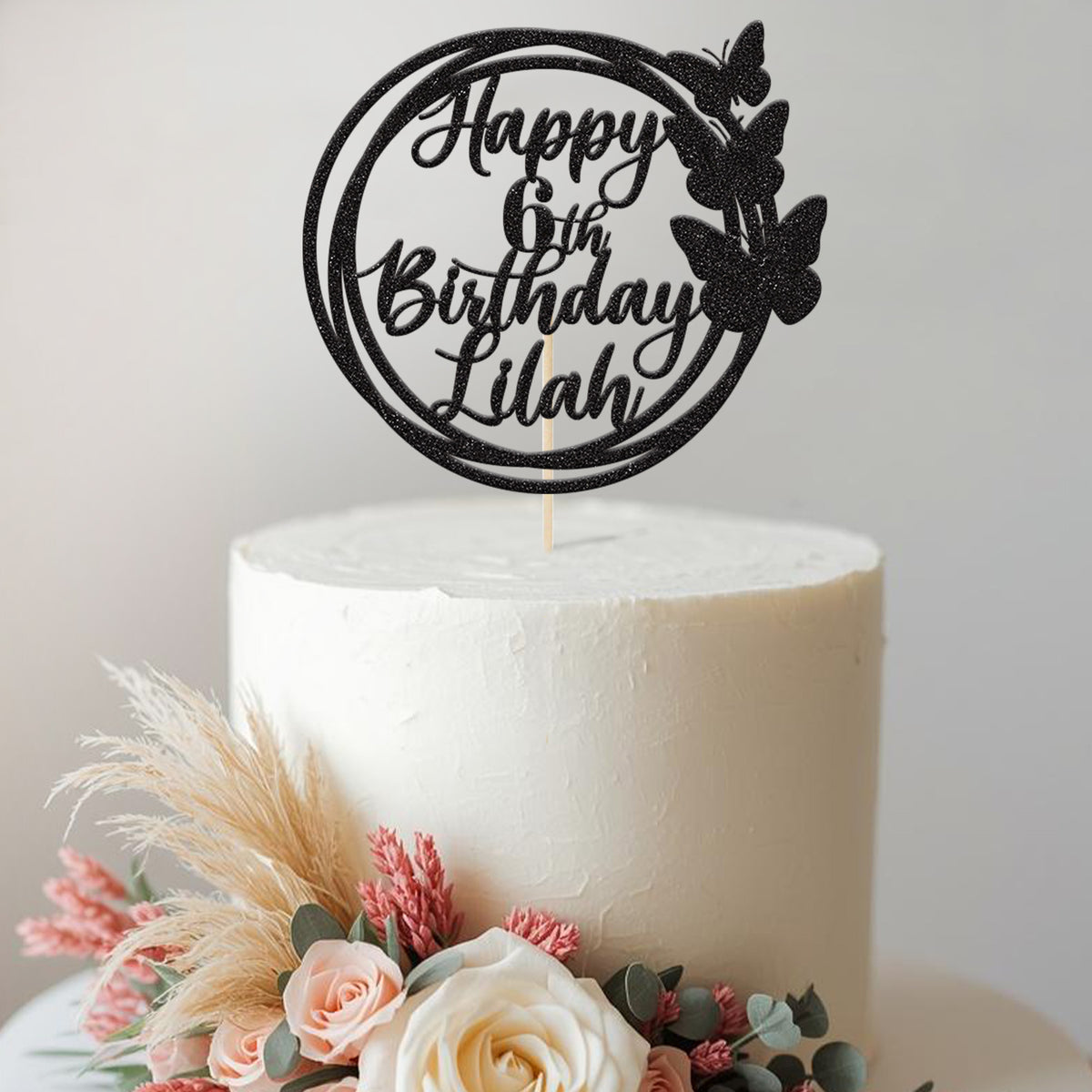 Personalised Butterfly Birthday Cake Topper Any Age and Name - view 2