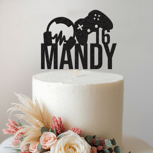 Personalised Gaming Birthday Cake Topper Any Age and Name - view 2