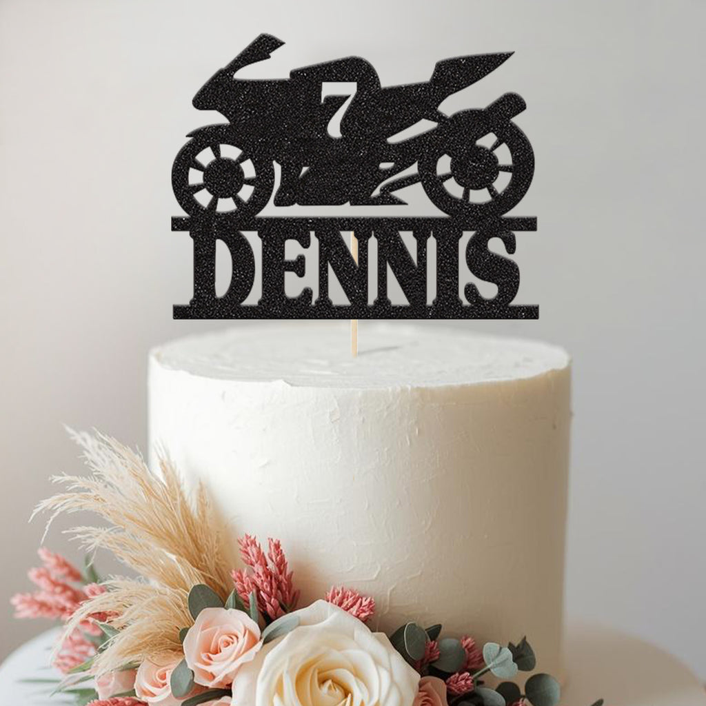 Personalised Motorbike Birthday Cake Topper Any Age and Name - view 2