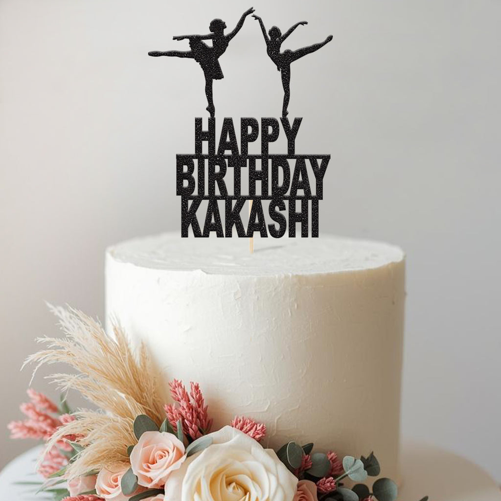 Personalised Ballet Duo Birthday Cake Topper – Name - view 2