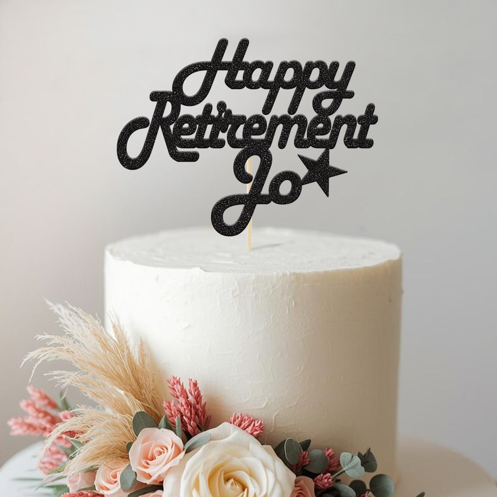 Personalised Retirement Script & Star Cake Topper – Name - view 2