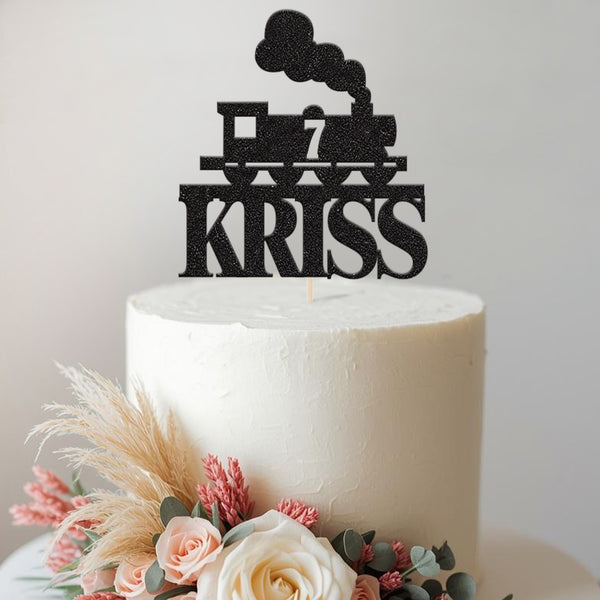 Personalised Steam Train & Smoke Cake Topper – Name & Age - view 2