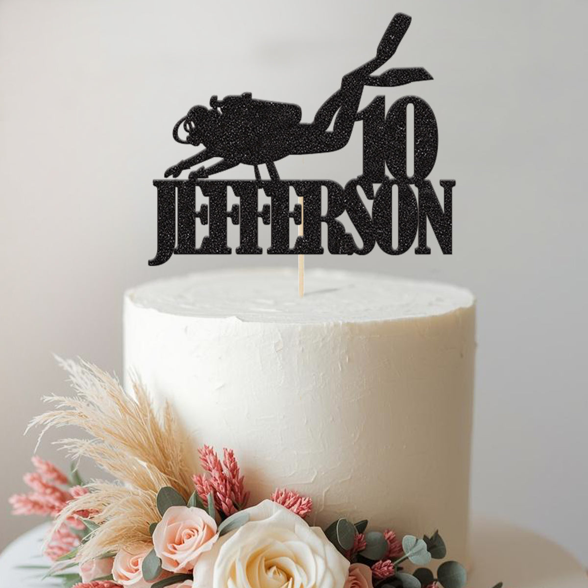 Personalised Scuba Diver Cake Topper – Name & Age - view 2