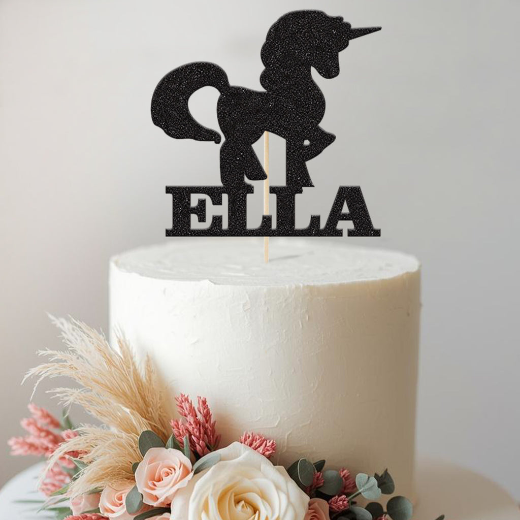 Personalised Prancing Unicorn Cake Topper – Name - view 2