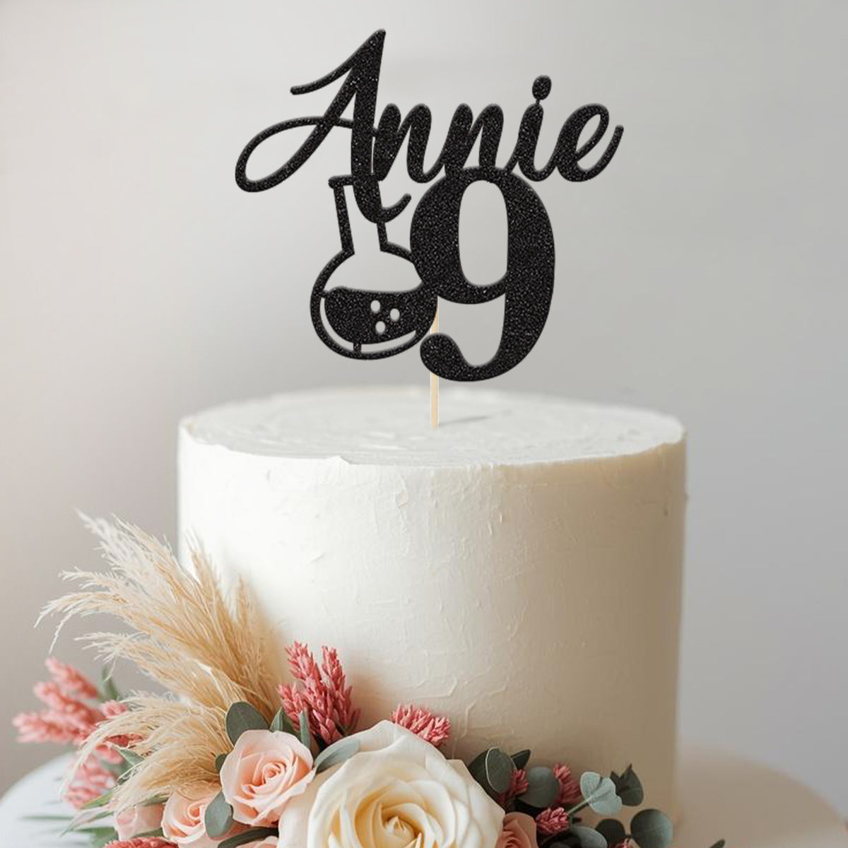 Personalised Science Flask Cake Topper – Name & Age - view 2