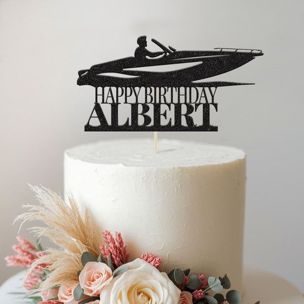 Personalised Speedboat Cake Topper – Name - view 2