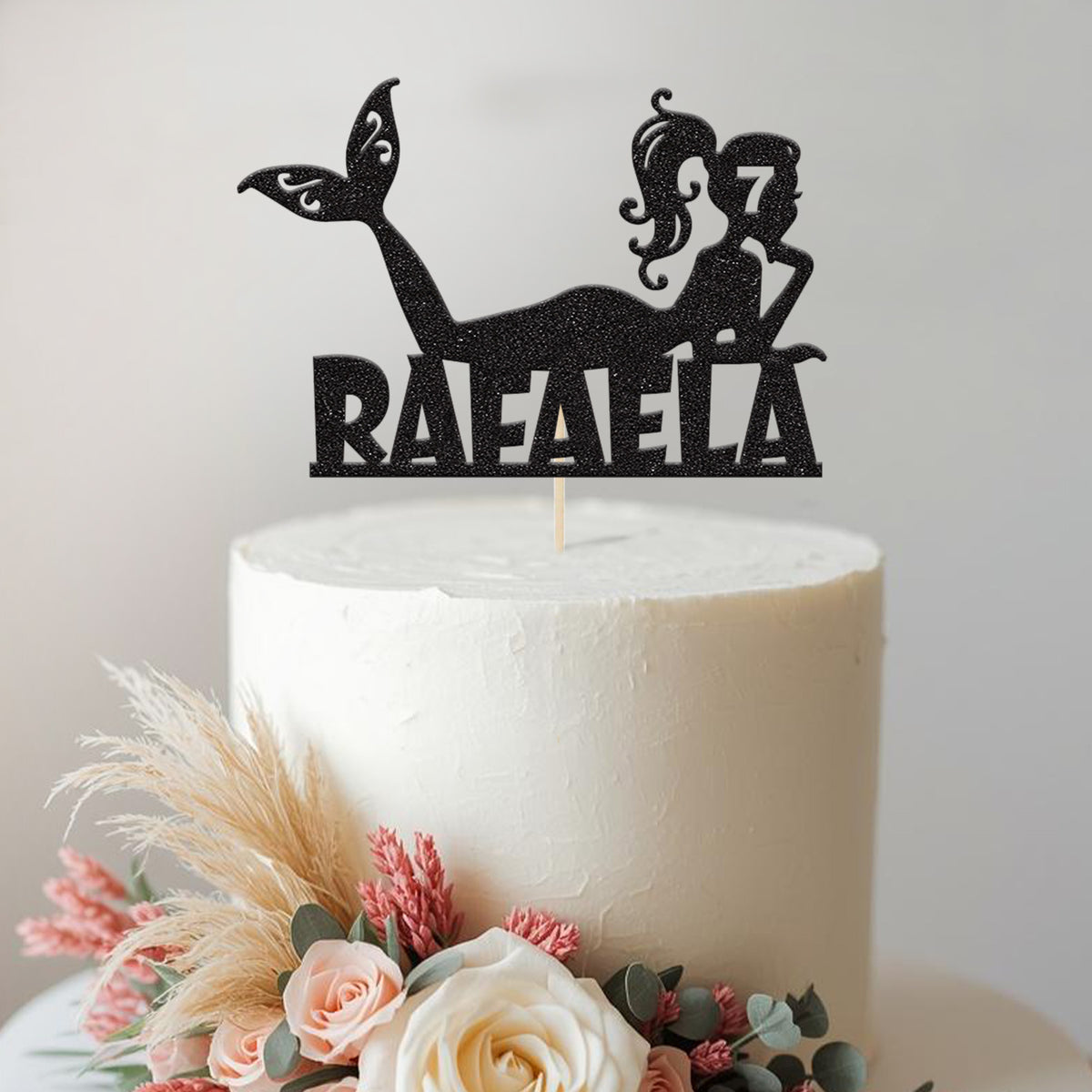 Personalised Reclining Mermaid Cake Topper – Name & Age - view 2