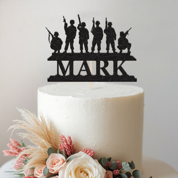 Personalised Soldier Squad Cake Topper – Name - view 2